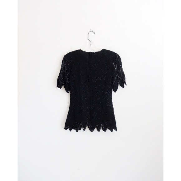 Vintage Black Sequined Blouse size Medium - Picture 2 of 8